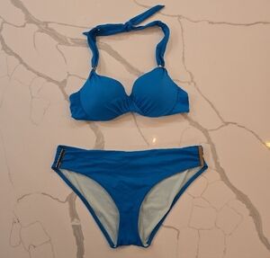 Victoria's Secret The Forever Hipster Two Piece Bikini Blue Green Size 34A